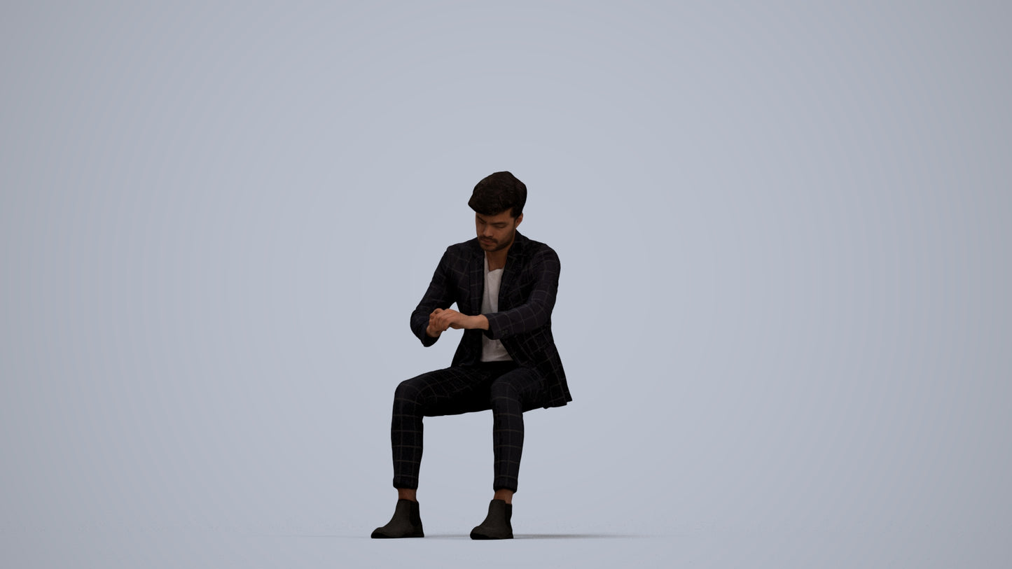 scanned 3D man business, photogrammetry people for Enscape and V-Ray, top-down view render