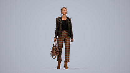 realistic 3D people woman business walking, render-ready for V-Ray and Corona, FBX OBJ, top-down view render
