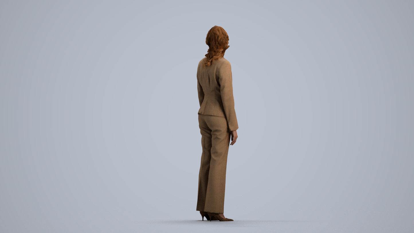 realistic 3D people woman business standing, render-ready for V-Ray and Corona, FBX OBJ, front view render