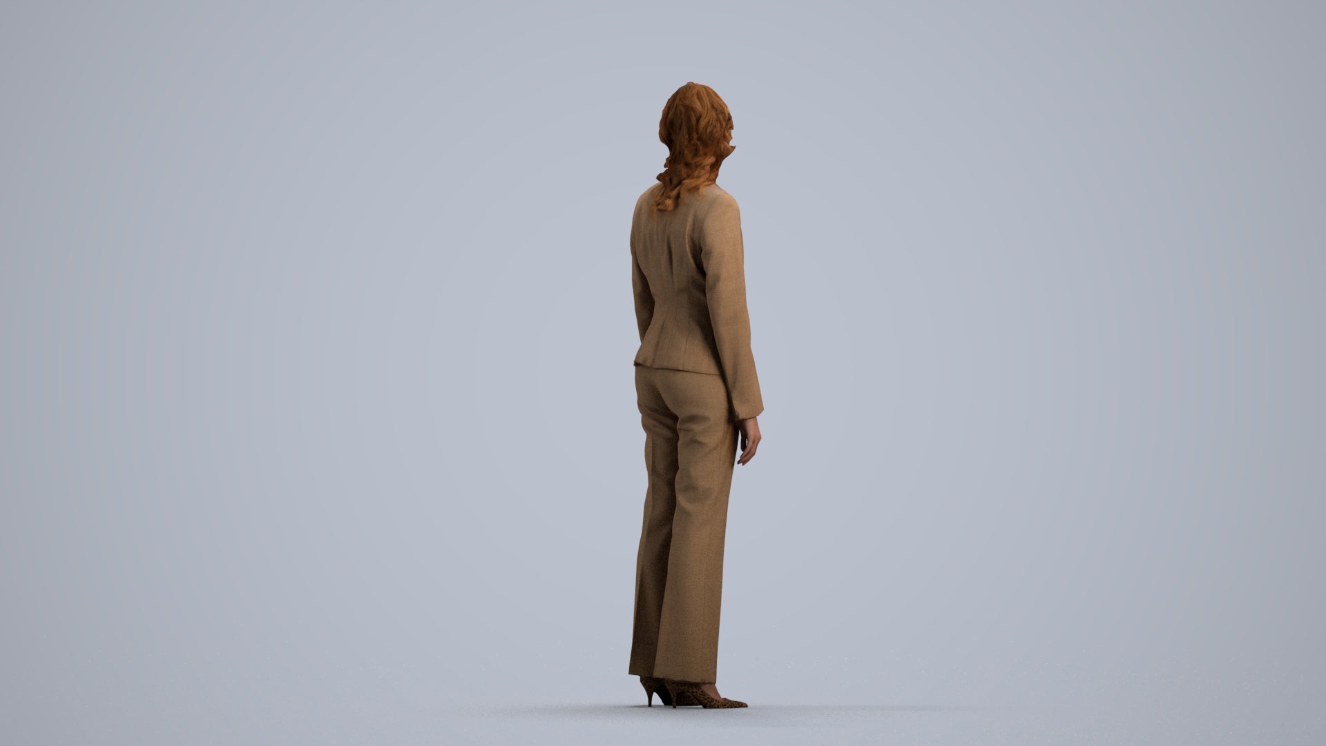 realistic 3D people woman business standing, render-ready for V-Ray and Corona, FBX OBJ, front view render