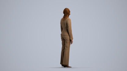 realistic 3D people woman business standing, render-ready for V-Ray and Corona, FBX OBJ, front view render