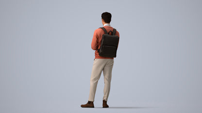3D people model man casual standing, scanned human for 3ds Max rendering, three-quarter view render