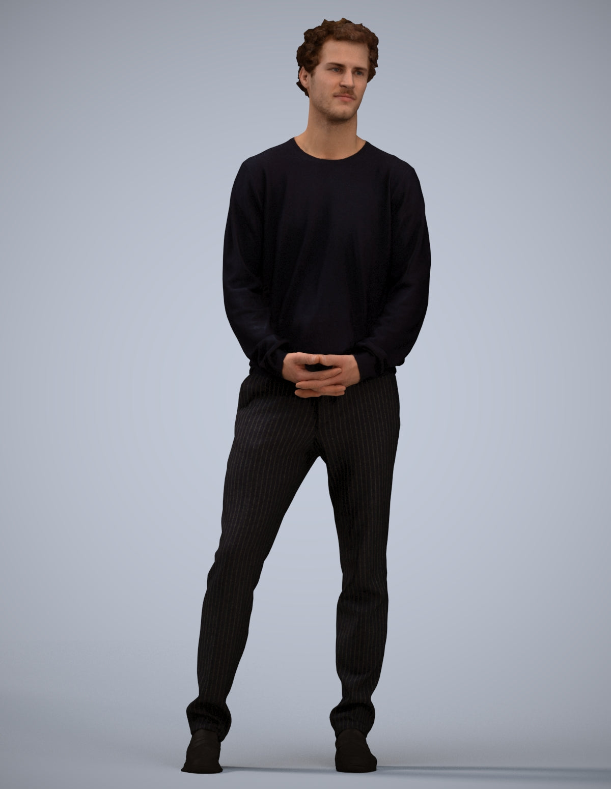 scanned 3D man casual standing, photogrammetry people for Enscape and V-Ray