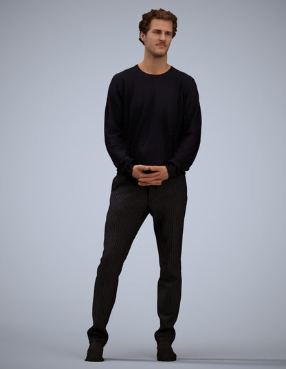 scanned 3D man casual standing, photogrammetry people for Enscape and V-Ray