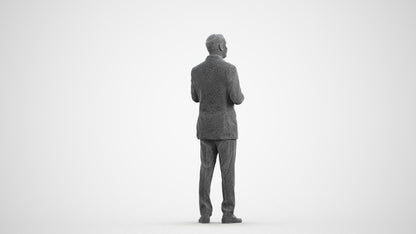 3D human model man formal standing, photogrammetry scanned person for archviz, wireframe front view