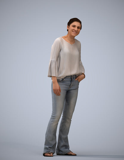realistic 3D human woman casual standing, archviz people FBX OBJ for Blender
