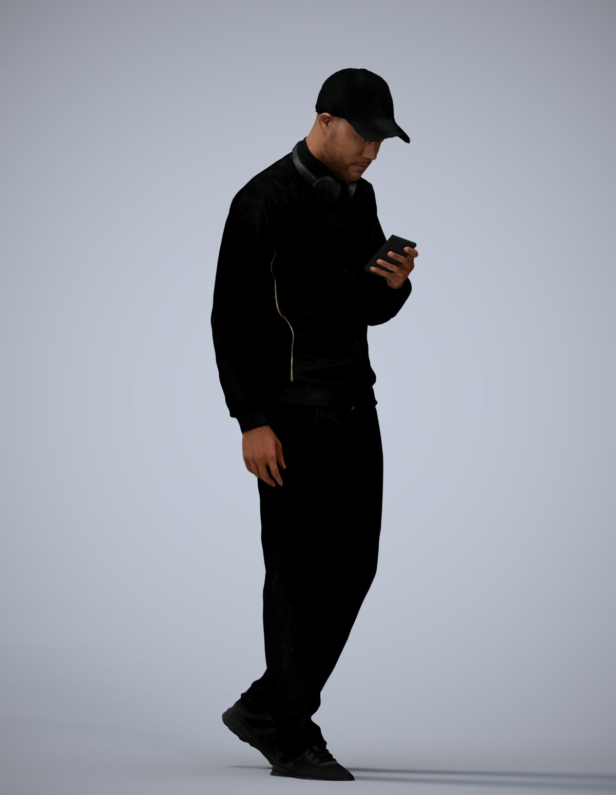 3D human model man sport walking, photogrammetry scanned person for archviz