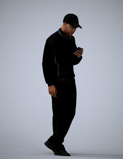 3D human model man sport walking, photogrammetry scanned person for archviz