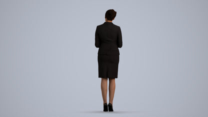 scanned 3D woman hospitality, photogrammetry people for Enscape and V-Ray, front view render