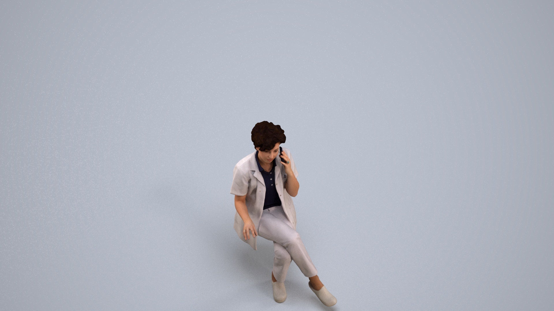 scanned 3D woman standing, photogrammetry people for Enscape and V-Ray, back view render