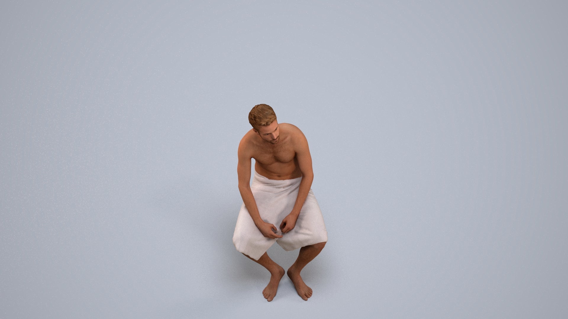 3D scanned man bathroom, photorealistic archviz people for Enscape and SketchUp, back view render