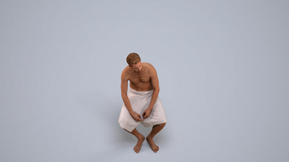 3D scanned man bathroom, photorealistic archviz people for Enscape and SketchUp, back view render