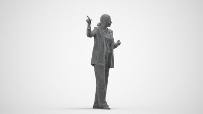 3D scanned woman business, photorealistic archviz people for Enscape and SketchUp, wireframe side view