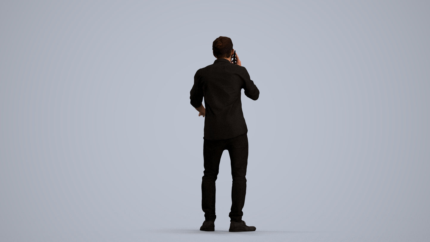 3D people model man casual standing, scanned human for 3ds Max rendering, front view render