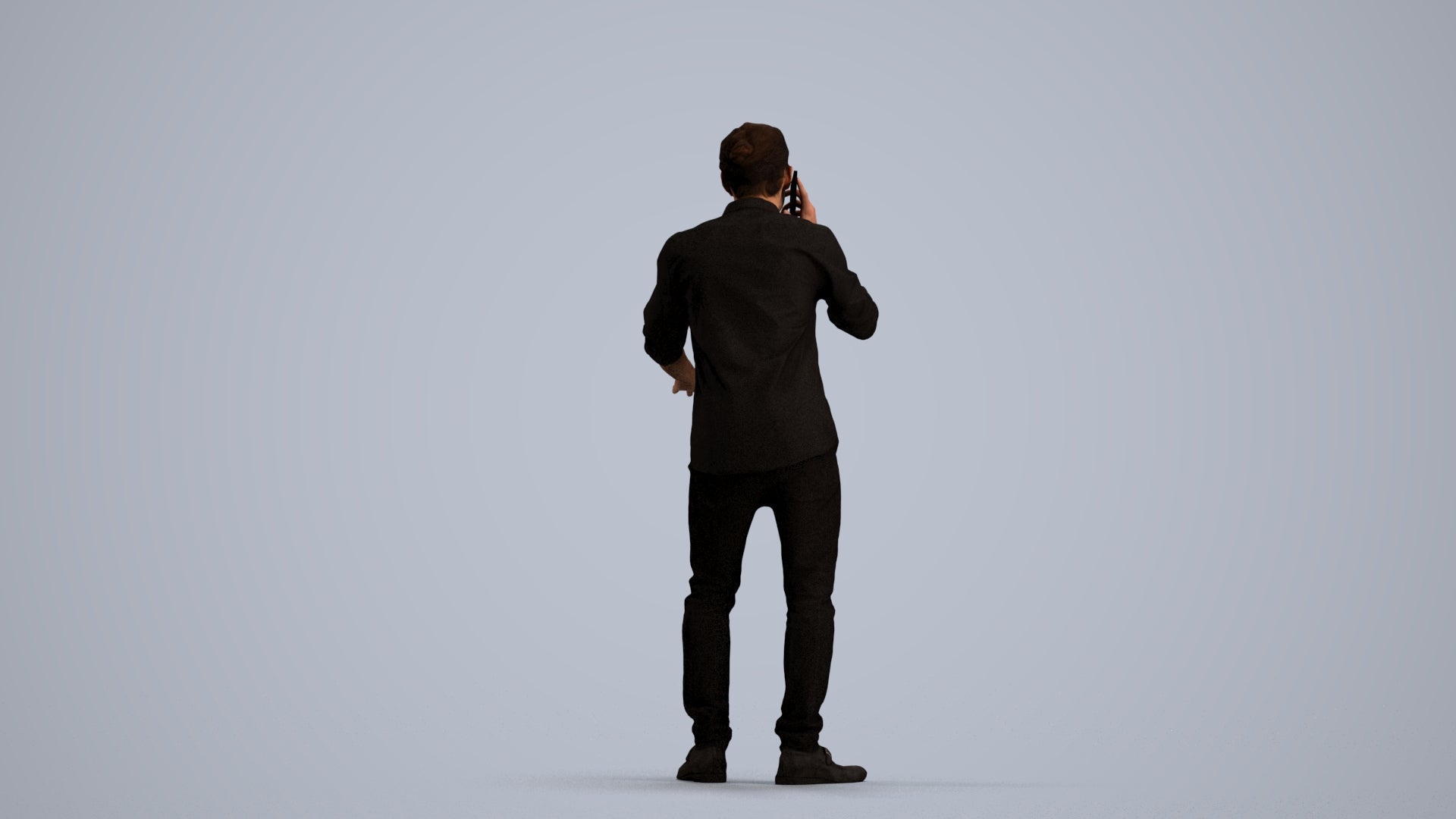 3D people model man casual standing, scanned human for 3ds Max rendering, front view render
