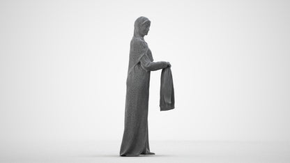 scanned 3D woman standing, photogrammetry people for Enscape and V-Ray, wireframe side view