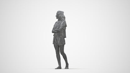3D people model woman casual walking, scanned human for 3ds Max rendering, wireframe back view