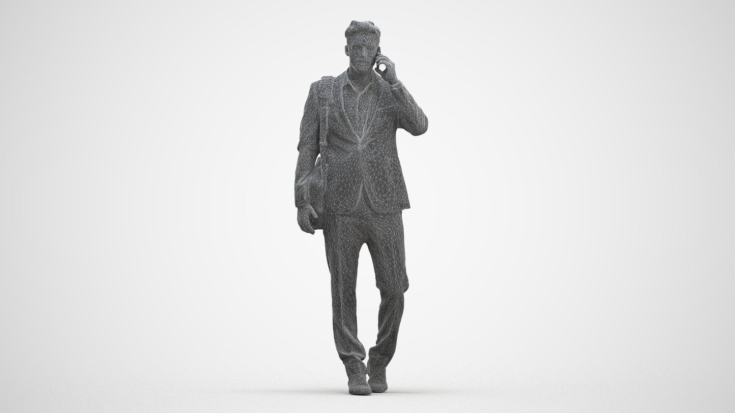 3D scanned man business, photorealistic archviz people for Enscape and SketchUp, three-quarter front view render