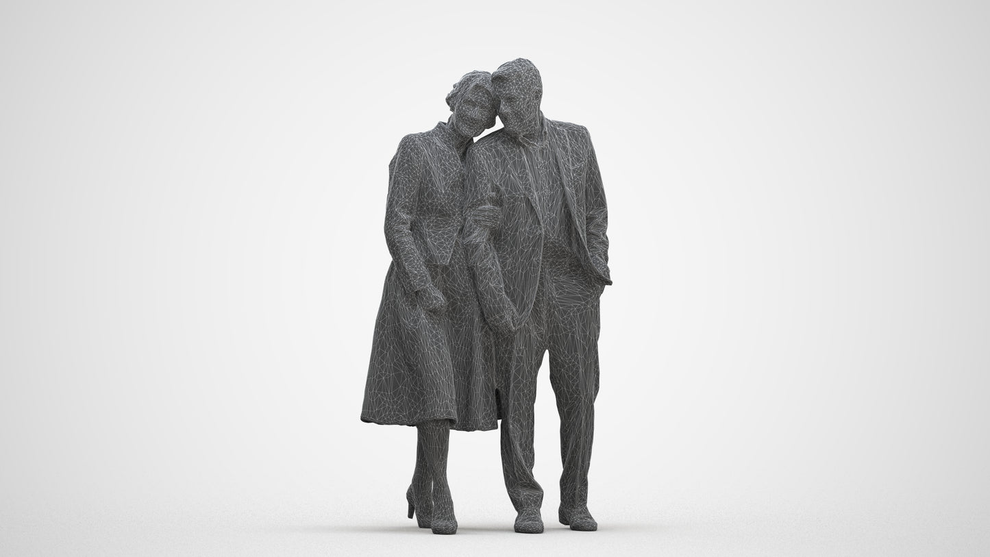 realistic 3D people senior woman formal couple, render-ready for V-Ray and Corona, FBX OBJ, three-quarter front view render