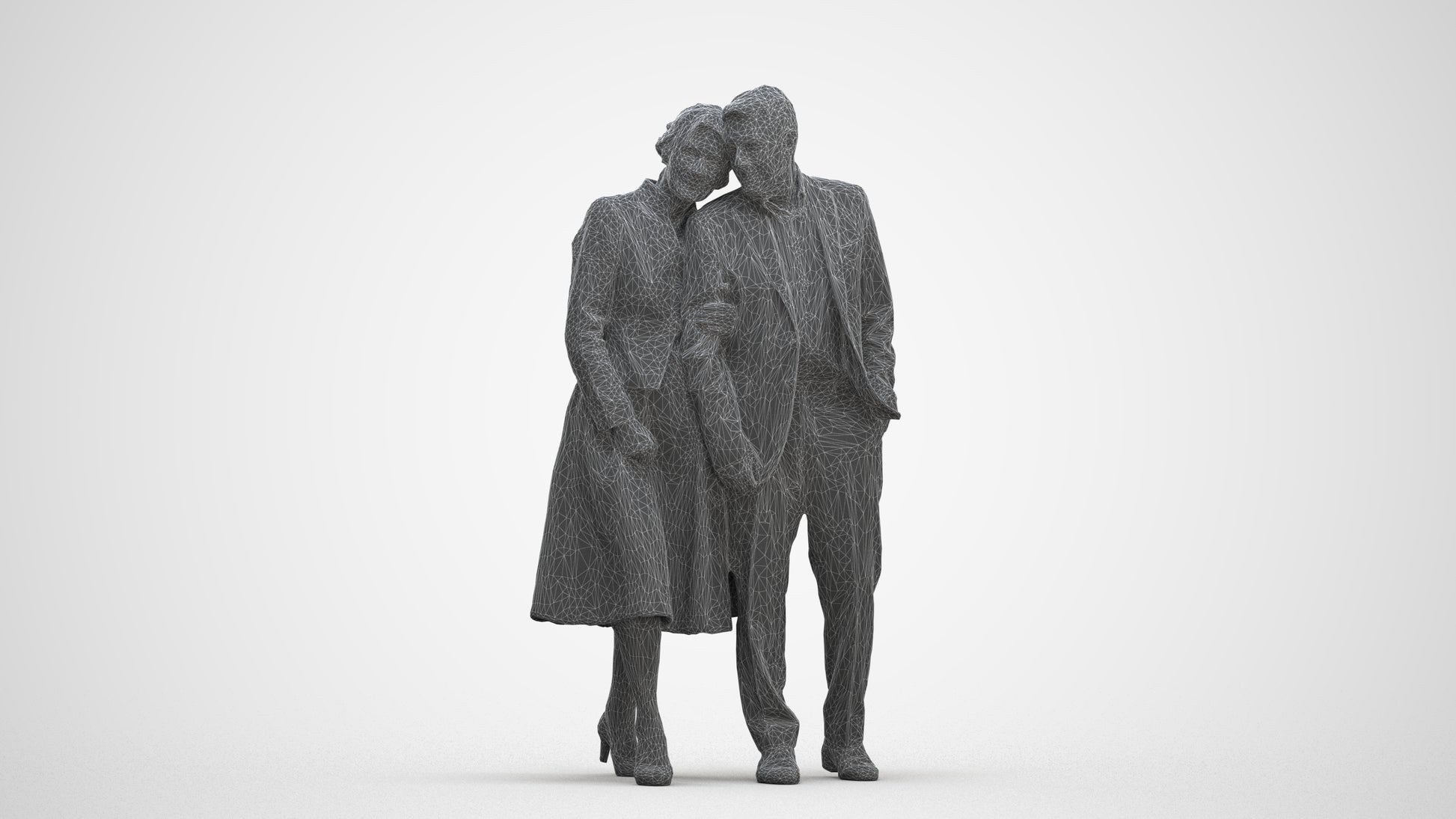 realistic 3D people senior woman formal couple, render-ready for V-Ray and Corona, FBX OBJ, three-quarter front view render