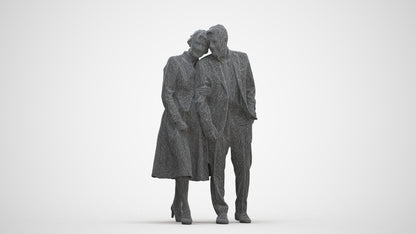 realistic 3D people senior woman formal couple, render-ready for V-Ray and Corona, FBX OBJ, three-quarter front view render