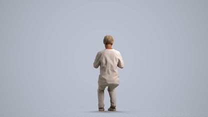 realistic 3D human senior woman medical, archviz people FBX OBJ for Blender, front view render