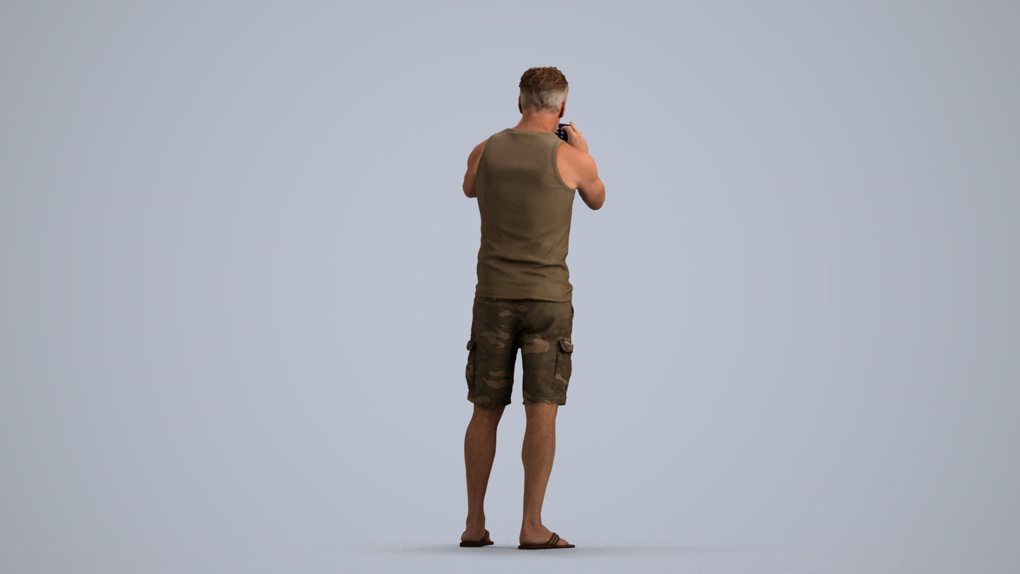 realistic 3D man casual standing, scanned archviz people for Blender and 3ds Max, front view render