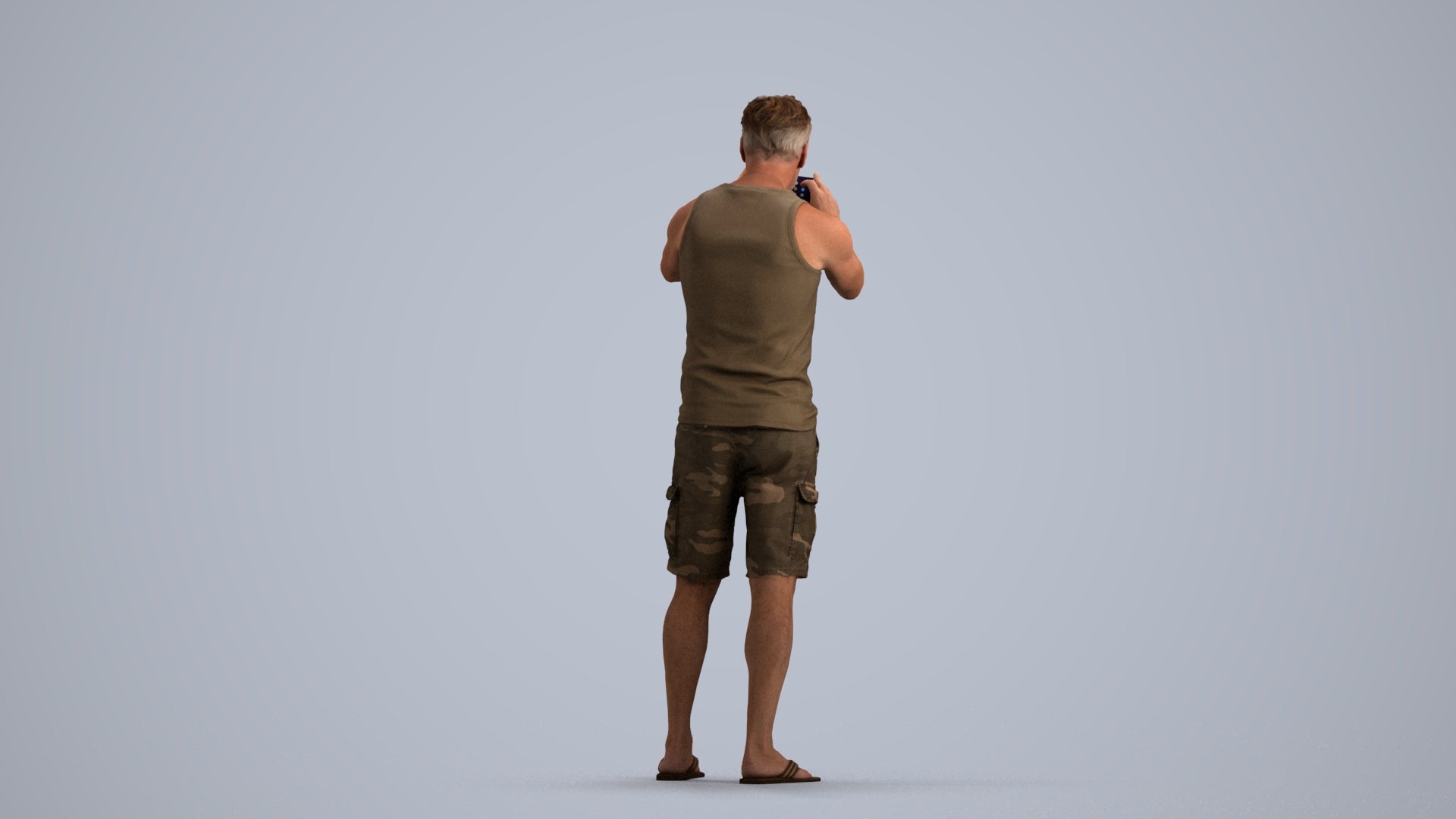 realistic 3D man casual standing, scanned archviz people for Blender and 3ds Max, front view render