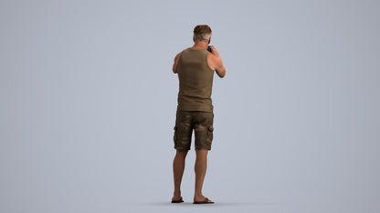 realistic 3D man casual standing, scanned archviz people for Blender and 3ds Max, front view render