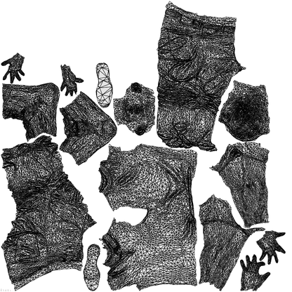 3D human model man casual standing, photogrammetry scanned person for archviz, wireframe top-down view