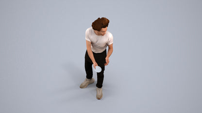 realistic 3D human man standing, archviz people FBX OBJ for Blender, back view render