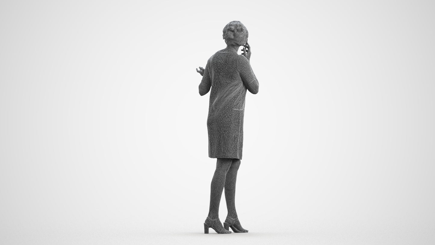 realistic 3D human woman business walking, archviz people FBX OBJ for Blender, wireframe front view