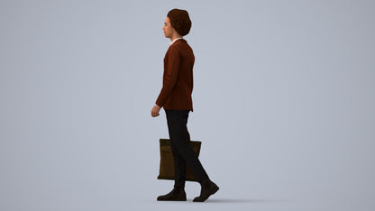 3D human model man business walking, photogrammetry scanned person for archviz, three-quarter view render