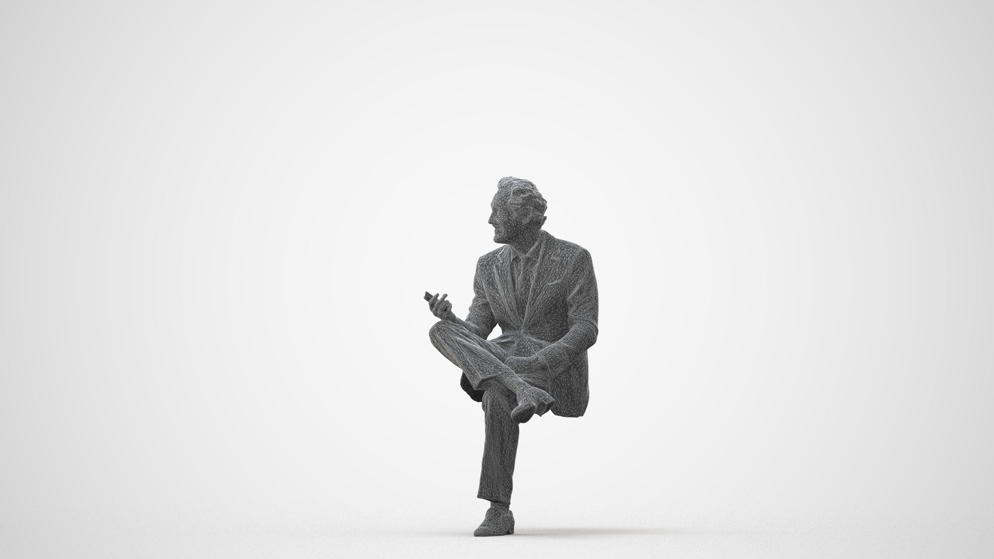 scanned 3D man business sitting, photogrammetry people for Enscape and V-Ray, square thumbnail