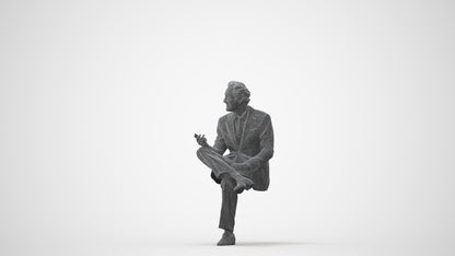 scanned 3D man business sitting, photogrammetry people for Enscape and V-Ray, square thumbnail