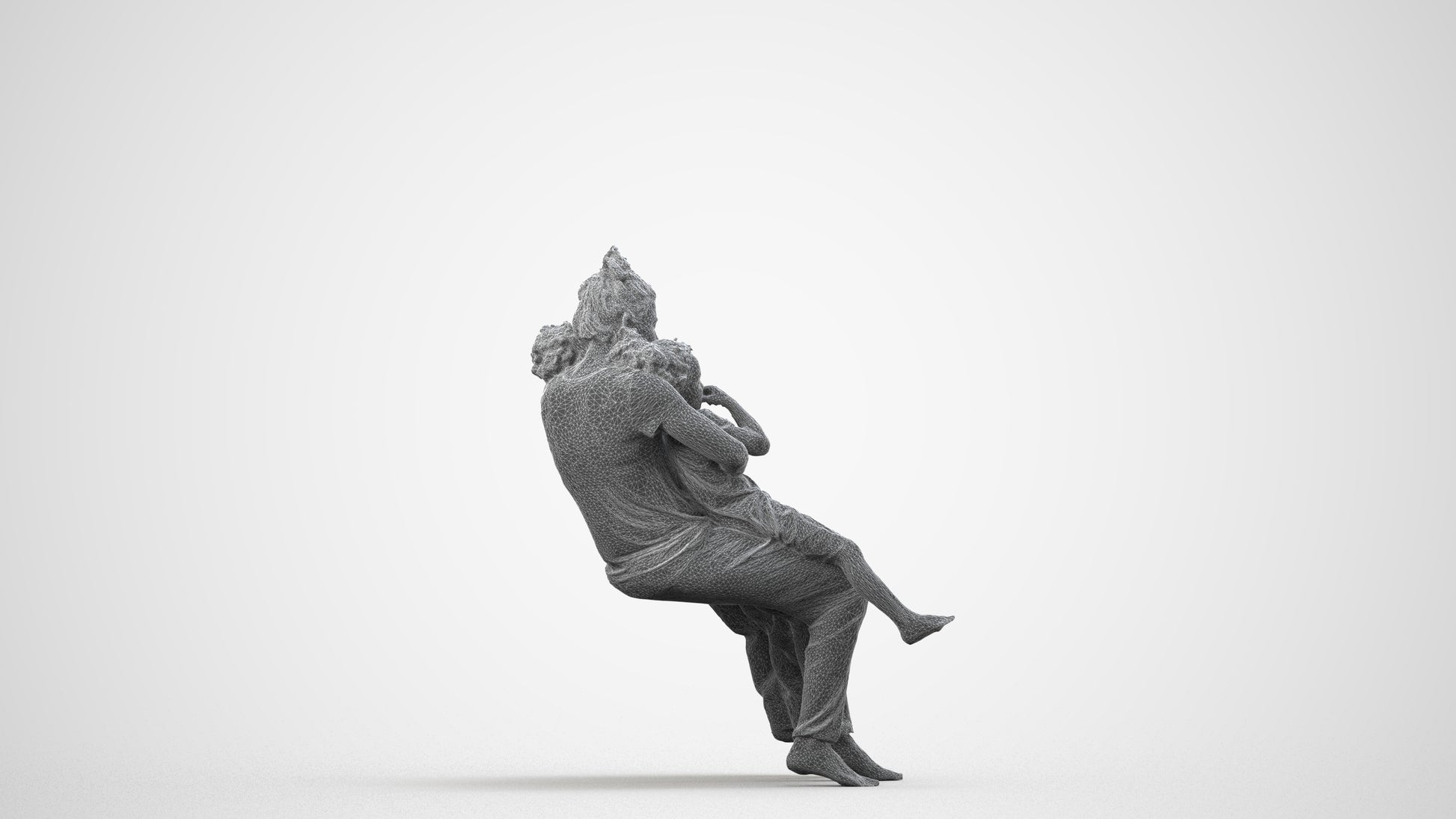 realistic 3D human girl kids, archviz people FBX OBJ for Blender, wireframe side view