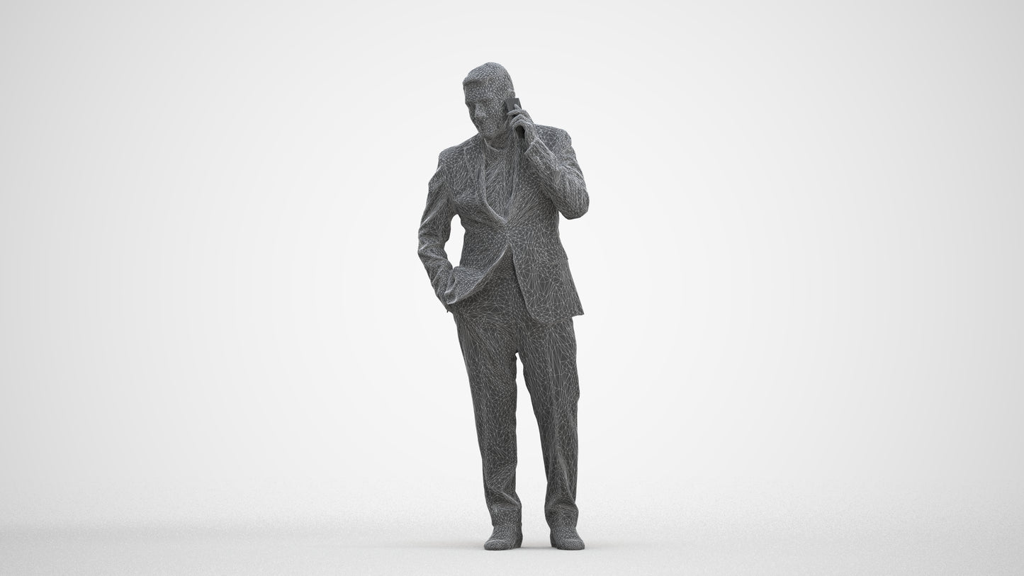 scanned 3D senior man business, photogrammetry people for Enscape and V-Ray, three-quarter front view render