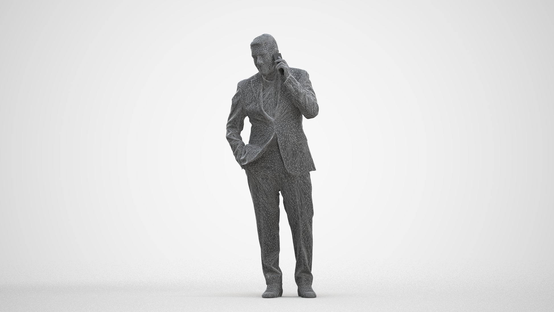 scanned 3D senior man business, photogrammetry people for Enscape and V-Ray, three-quarter front view render