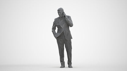 scanned 3D senior man business, photogrammetry people for Enscape and V-Ray, three-quarter front view render