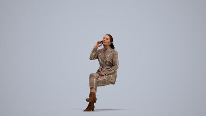 3D human model woman business, photogrammetry scanned person for archviz, standing pose render