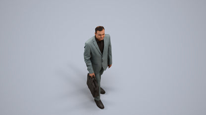 realistic 3D human man business, archviz people FBX OBJ for Blender, back view render