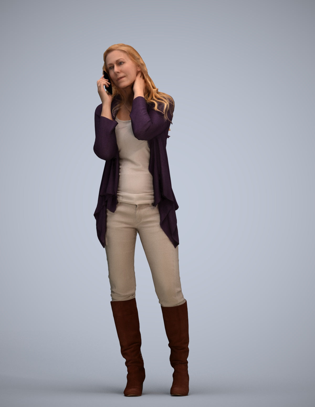 realistic 3D human woman casual standing, archviz people FBX OBJ for Blender