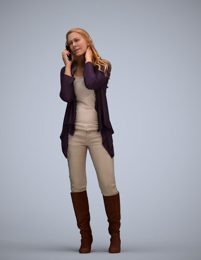 realistic 3D human woman casual standing, archviz people FBX OBJ for Blender