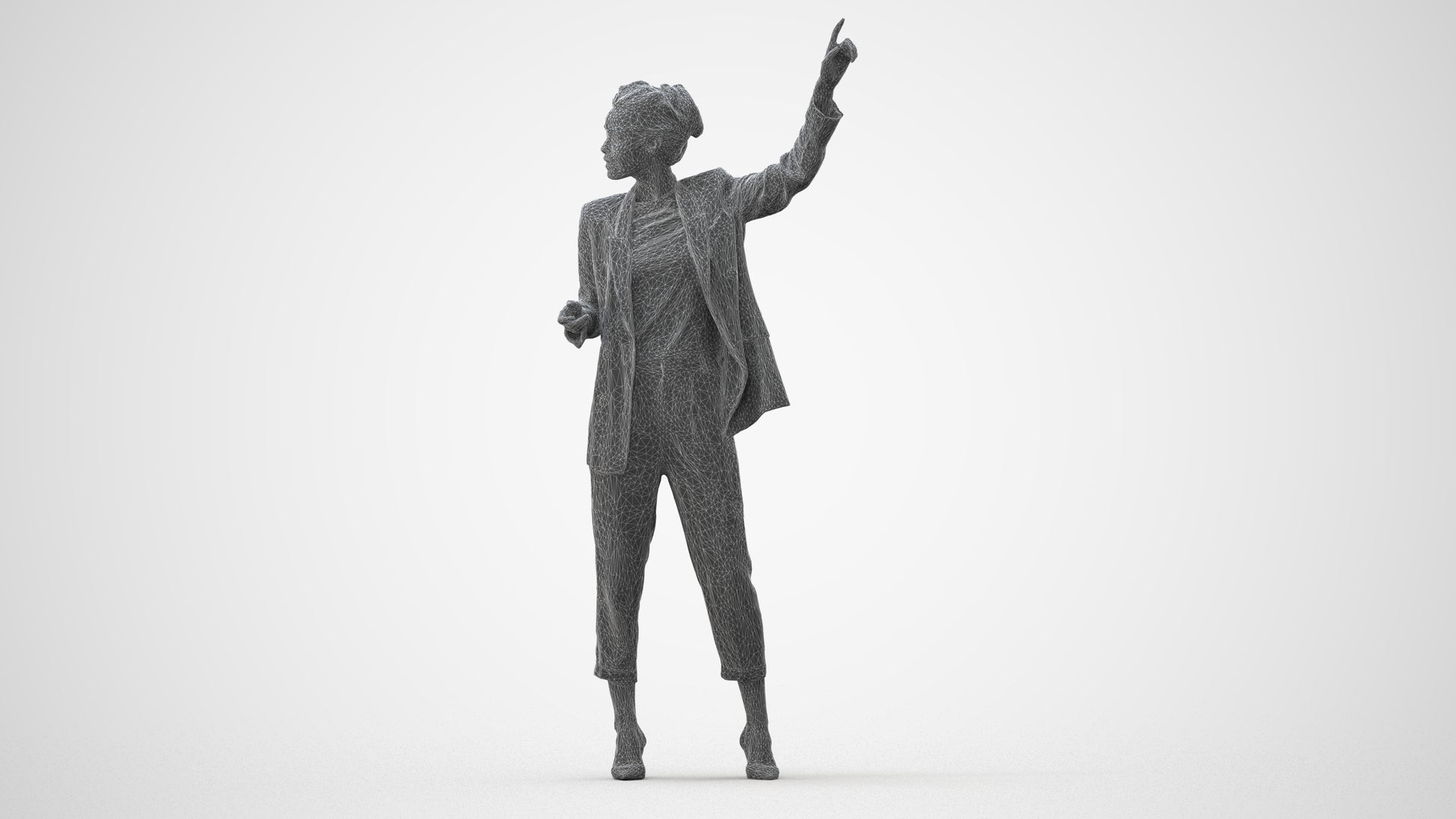 3D human model woman business, photogrammetry scanned person for archviz, square thumbnail