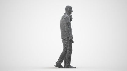 photogrammetry 3D senior woman couple, realistic human model archviz FBX, wireframe side view