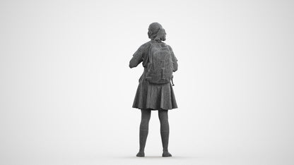 realistic 3D human girl kids, archviz people FBX OBJ for Blender, wireframe front view