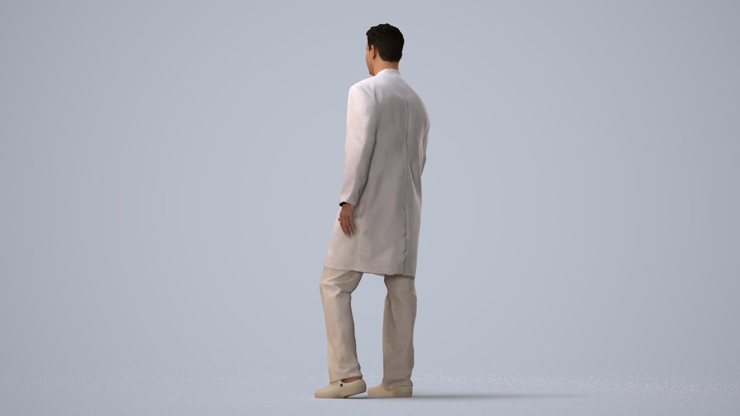 3D people model man medical, scanned human for 3ds Max rendering, three-quarter view render