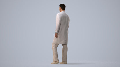 3D people model man medical, scanned human for 3ds Max rendering, three-quarter view render