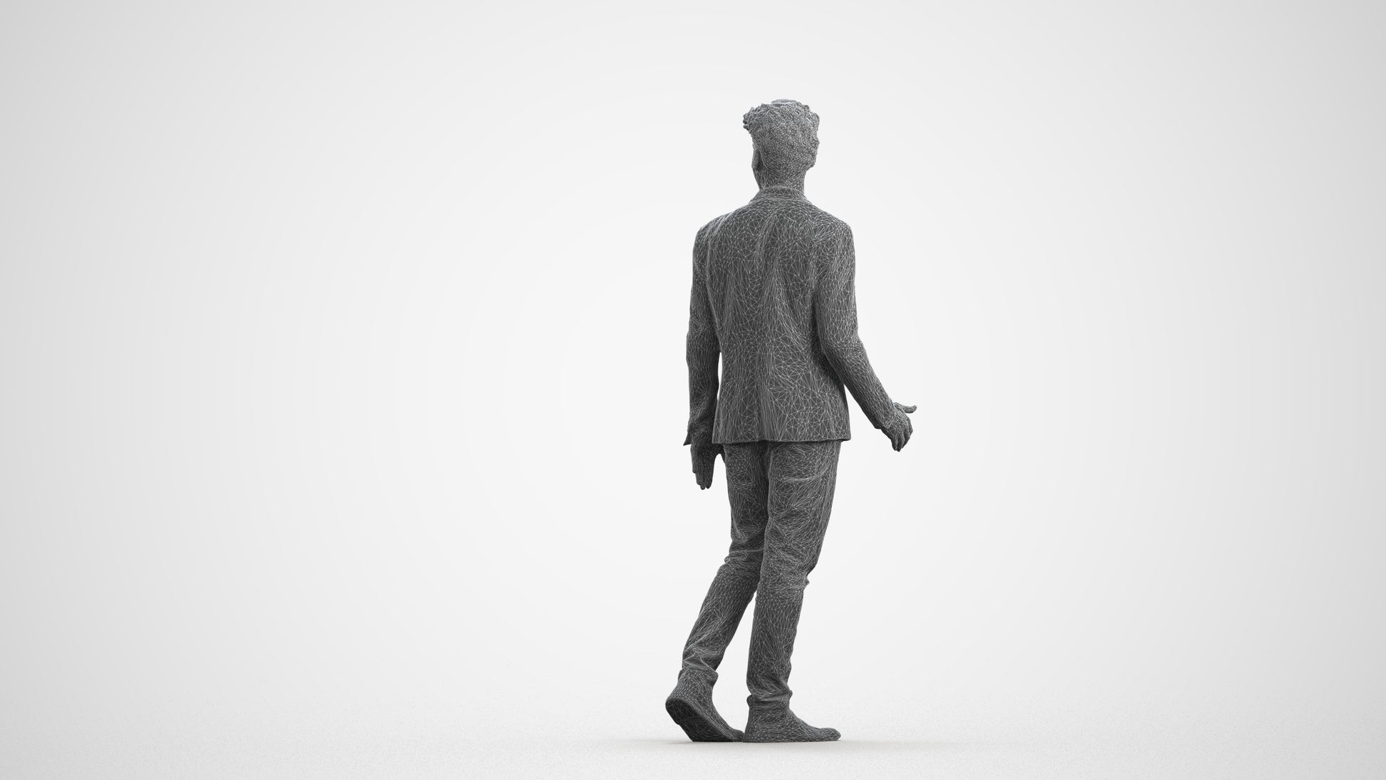 photogrammetry 3D man casual business, realistic human model archviz FBX, wireframe front view
