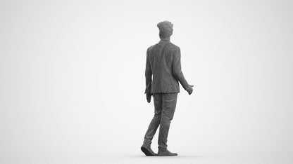photogrammetry 3D man casual business, realistic human model archviz FBX, wireframe front view